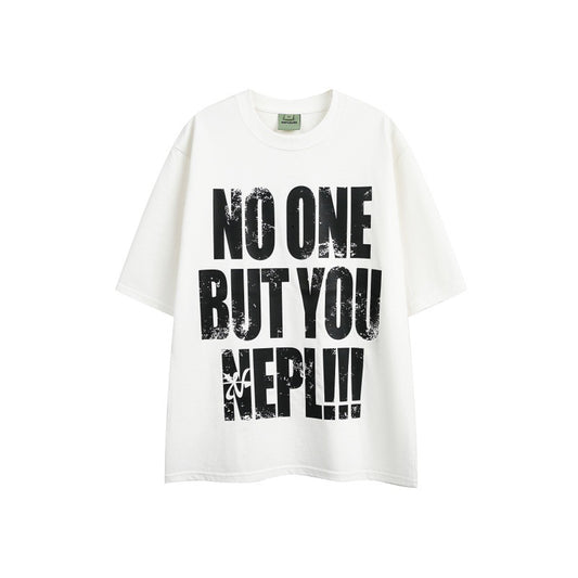 Harajuku-Inspired Distressed Letter Print T-Shirt