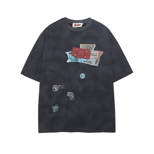 Harajuku Style Round Neck Short Sleeved T-Shirt