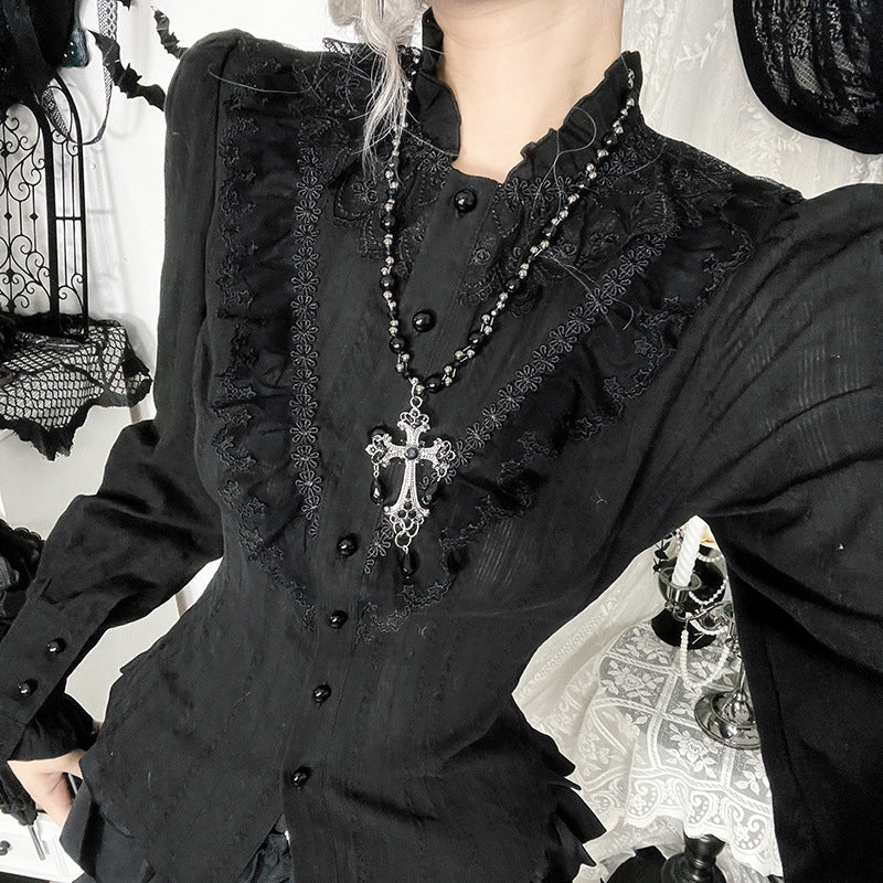Gothic Dark Jacquard Textured Shirt