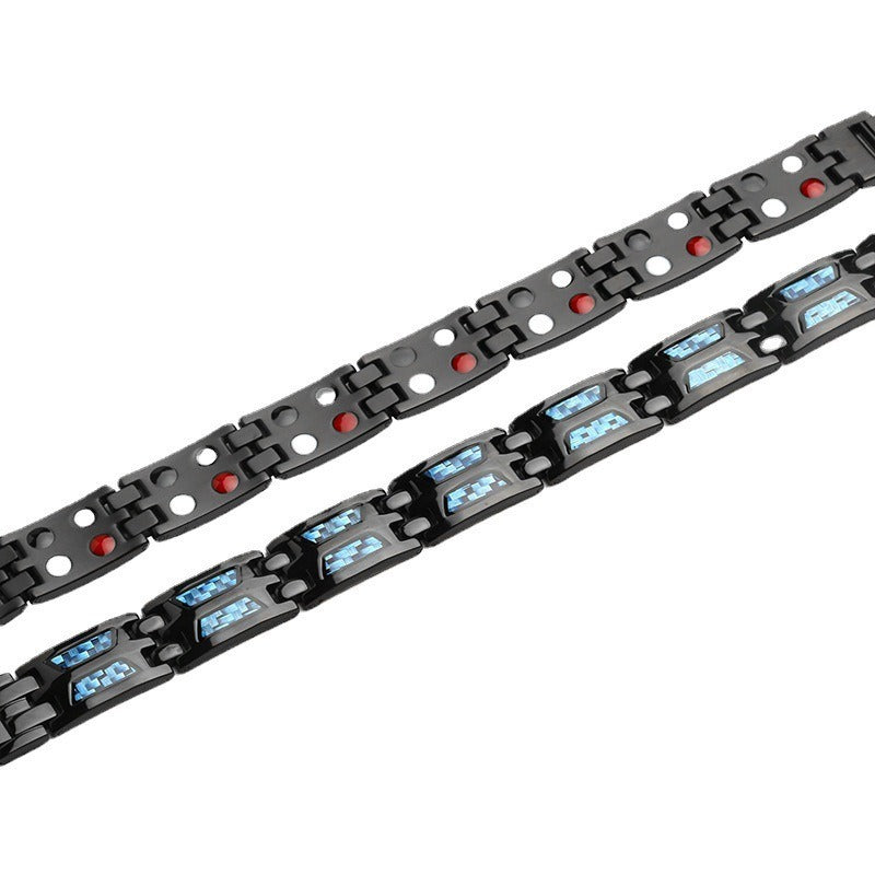 Bold Carbon Fiber Wide Magnet Bracelet for Men