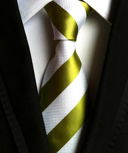 Classic Yellow & Navy Blue Striped Silk Tie