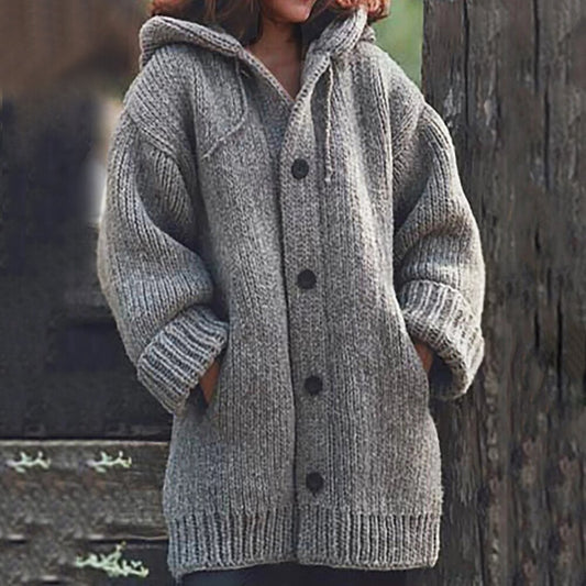 Harajuku Style Women’s Hooded Cardigan - Winter Knitted Sweater