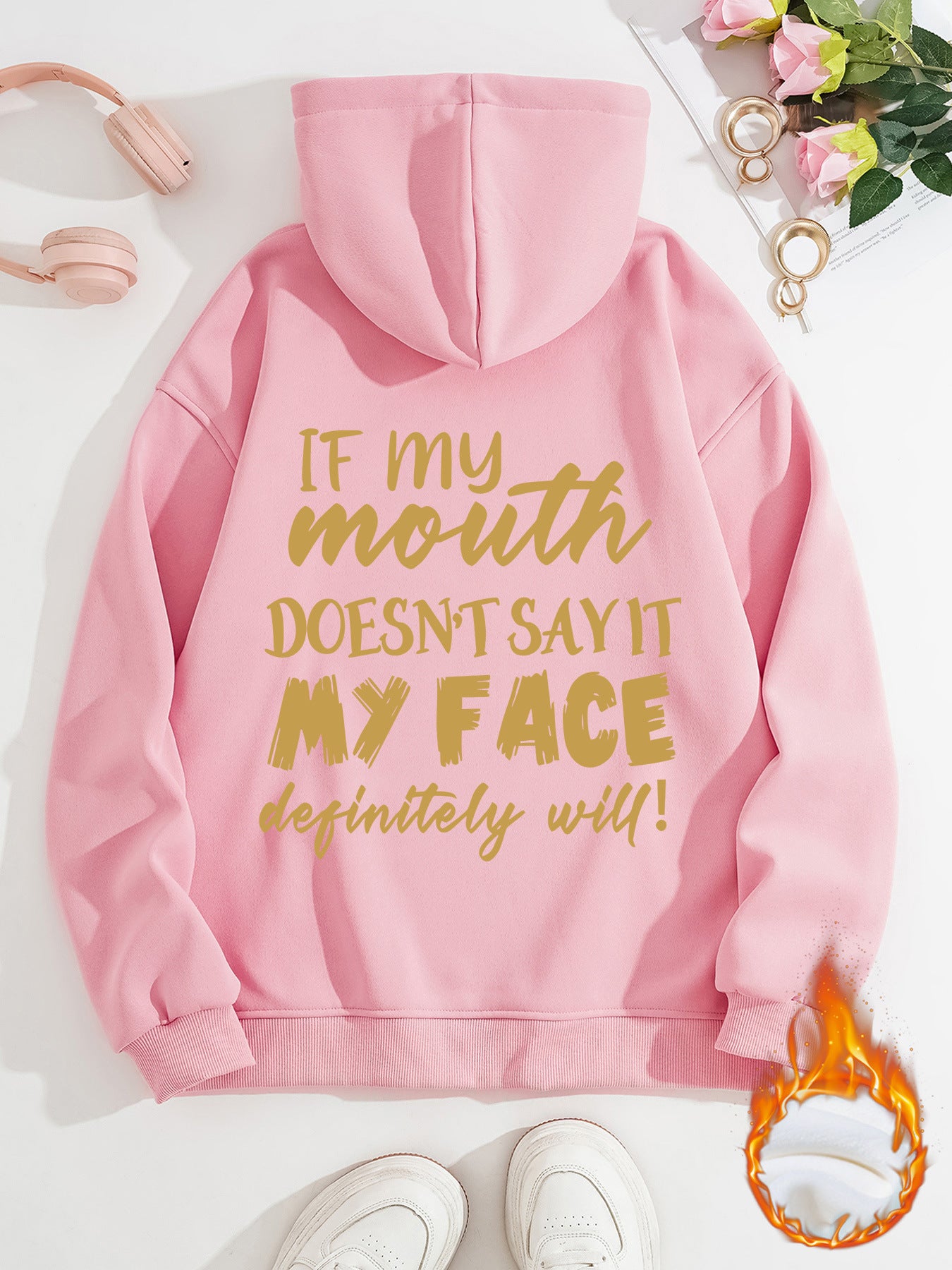 Mouth My Face Printed Hoodie