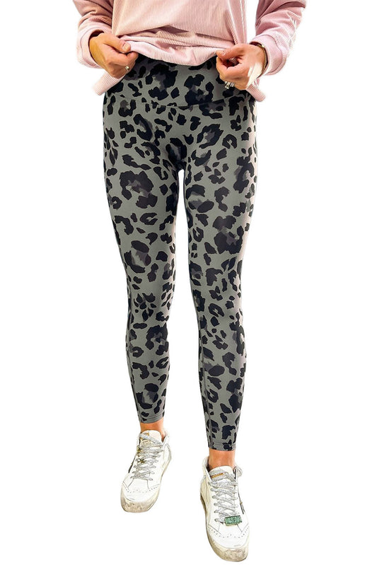 Green Classic Leopard Print Active Leggings