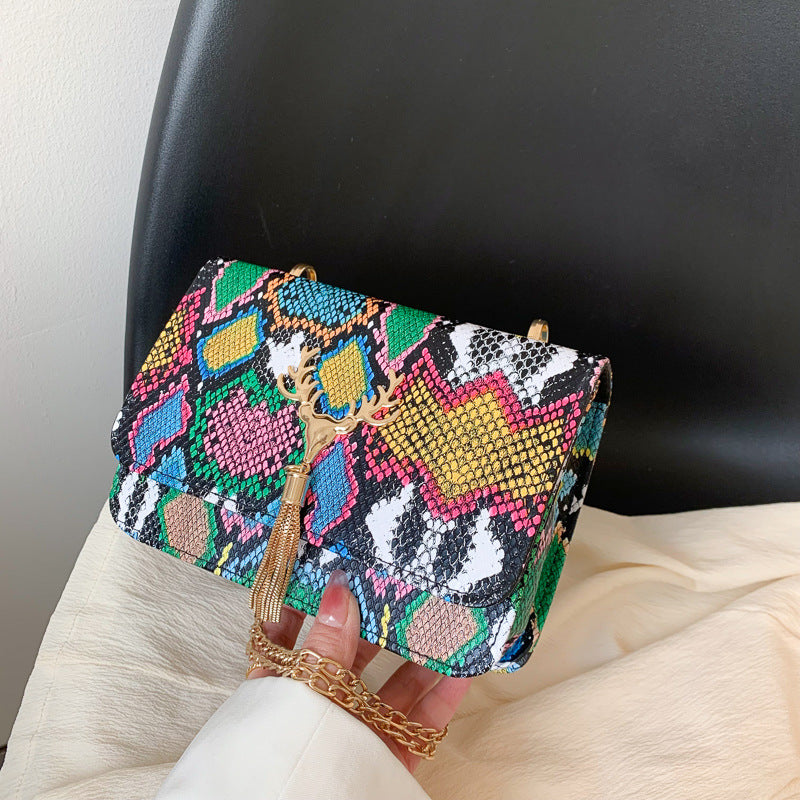 Harajuku Style Snake Pattern Tassel Bag