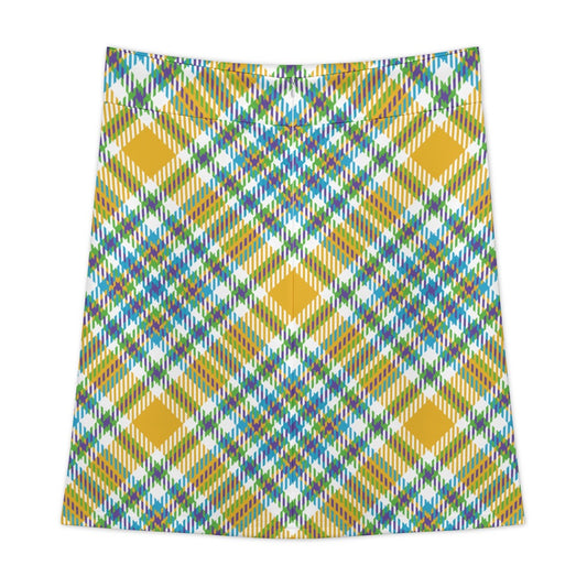 Yellow Plaid Zipper Skirt Women's Short Dress