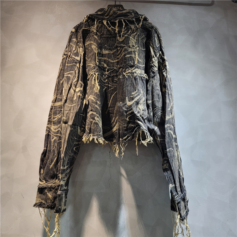 Harajuku Style Long Sleeve Tweed Edge Denim Jacket