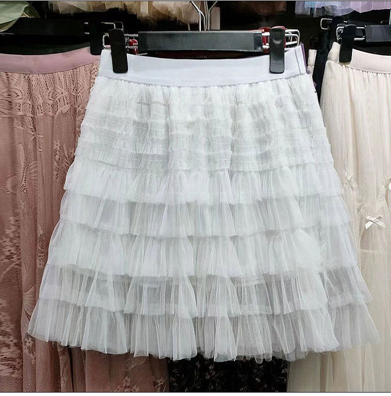 Layered Mesh Skirt for Women - A-Line Fluffy Mini Skirt