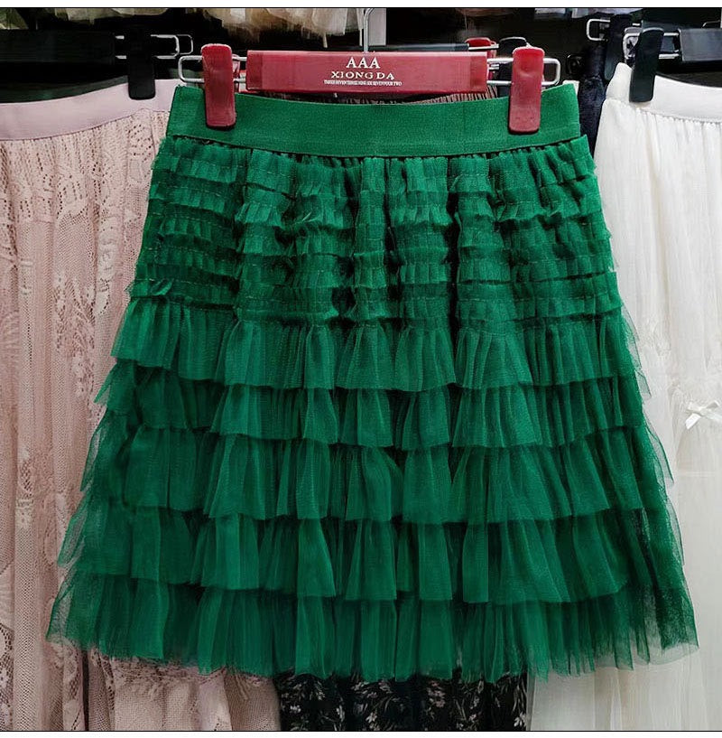 Layered Mesh Skirt for Women - A-Line Fluffy Mini Skirt