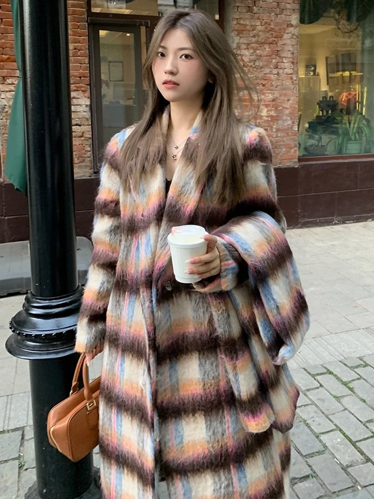 Playful Loose Fit Brown Woolen Coat for Women