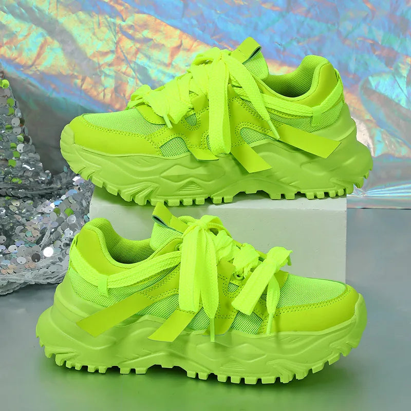 Spring Green Breathable Casual Sneakers for Harajuku Style