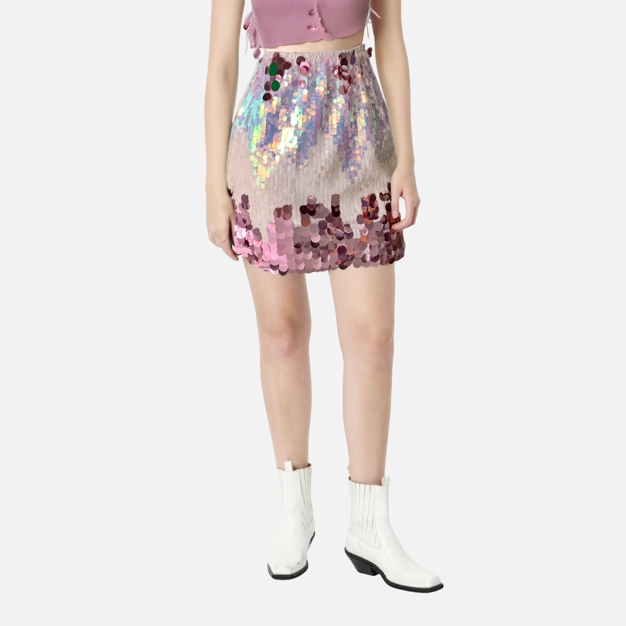 Harajuku Style Sequined Half Skirt for Women