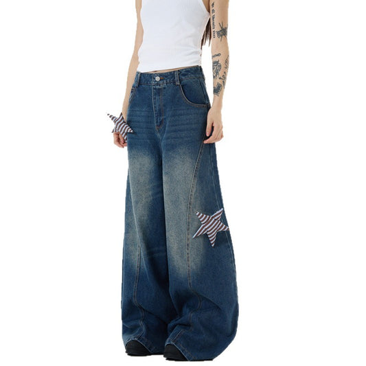 Summer Design Star Patch Curved Knife Pants