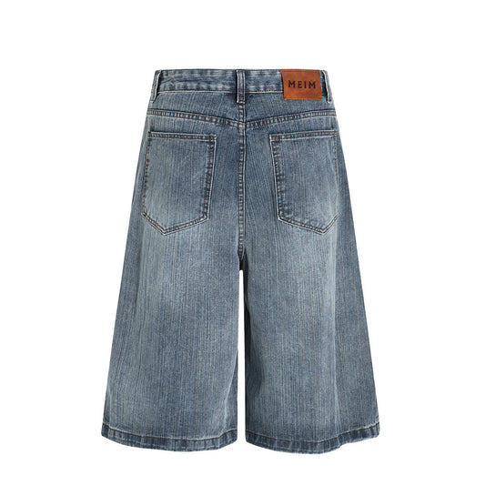 Riveted Loose Fit Denim Shorts - Street Style