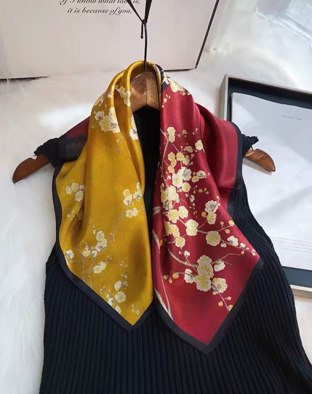 Harajuku Style Silk Scarf - Versatile Autumn Neckband & Headband