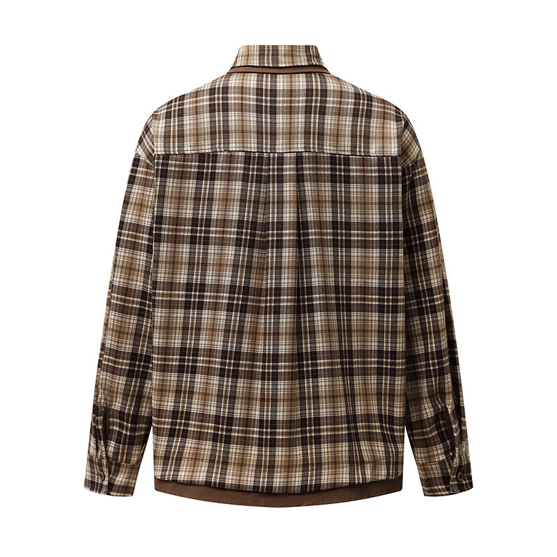 Harajuku Brown Plaid Shirt - Loose Casual Blouse Jacket