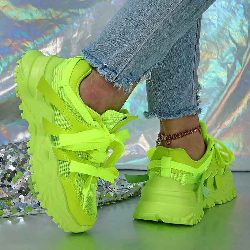 Spring Green Breathable Casual Sneakers for Harajuku Style