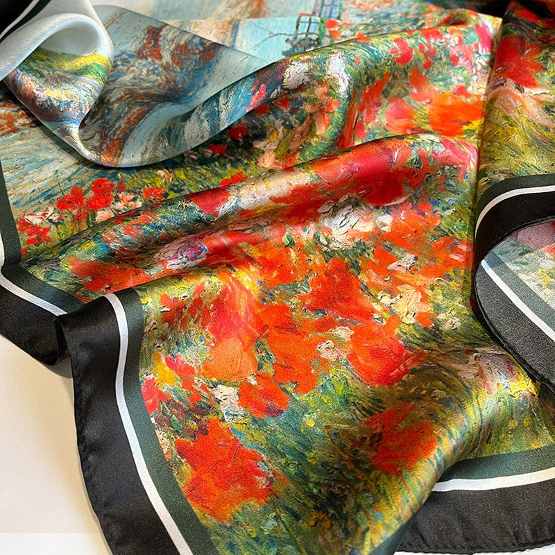 Fresh Mulberry Red Garden Silk Scarf – Harajuku Style
