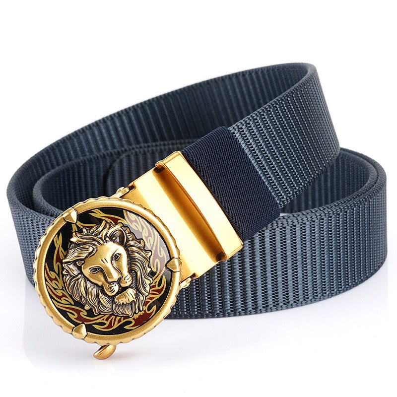 Playful Tank Patterned Nylon Waist Belt with Alloy Automatic Buckle
