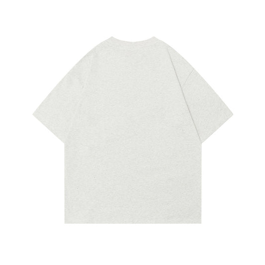 Street Heart Print Loose Short Sleeve T-Shirt for Women and Men Summer Couple Round Neck Oversize Top