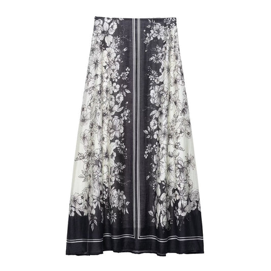 Playful High-Waisted Flared Midi Skirt
