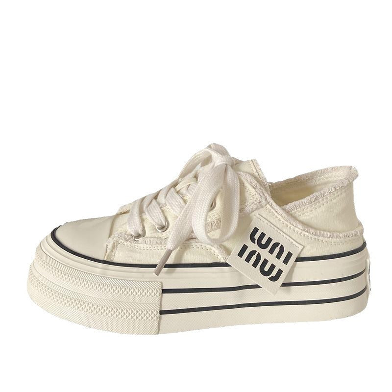 Pink Tassel Fringed Thick Soled Canvas Shoes for Women
