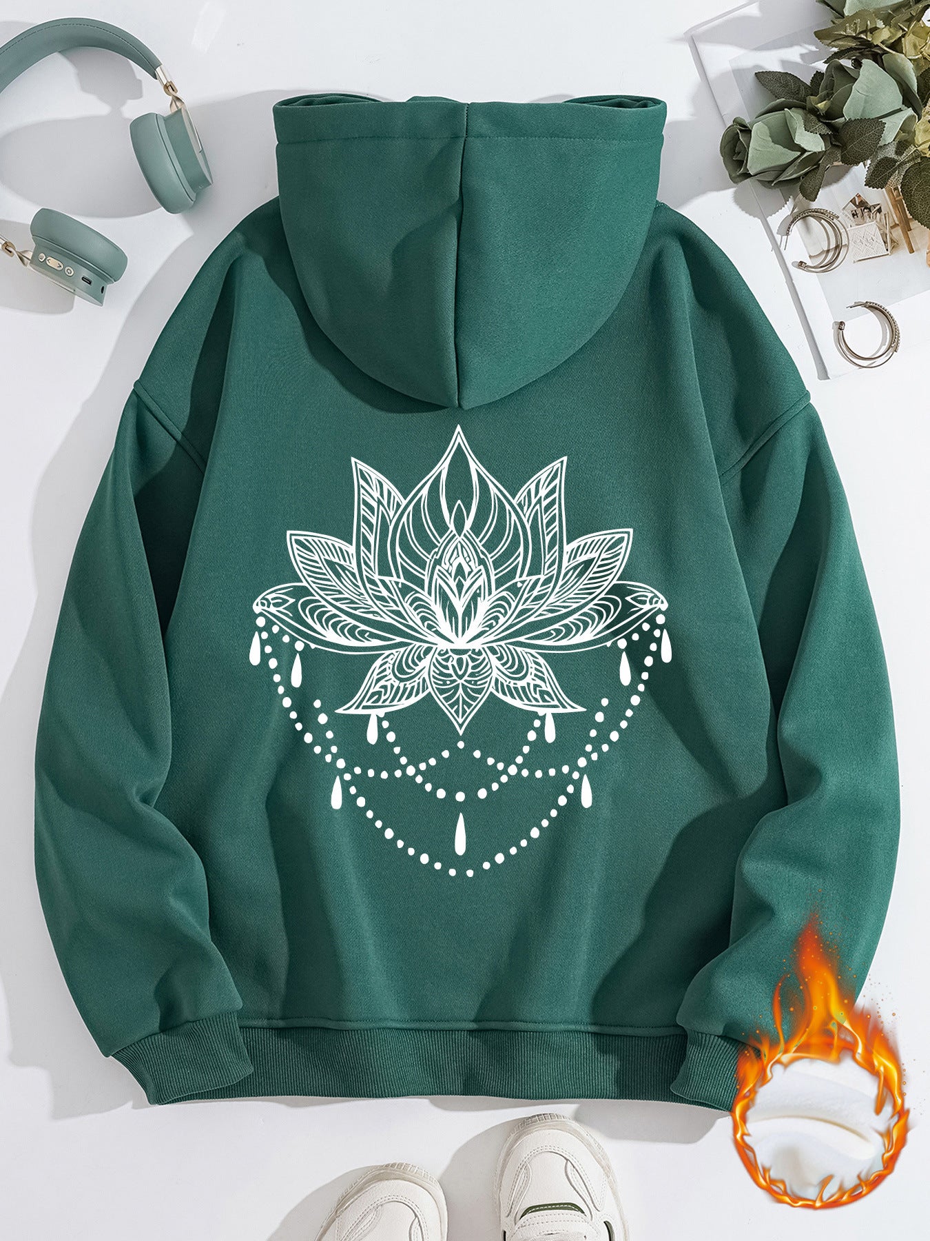 Thick Hoodie with Pattern Print