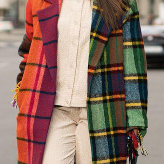 Playful Printed Hooded Woolen Coat for Women