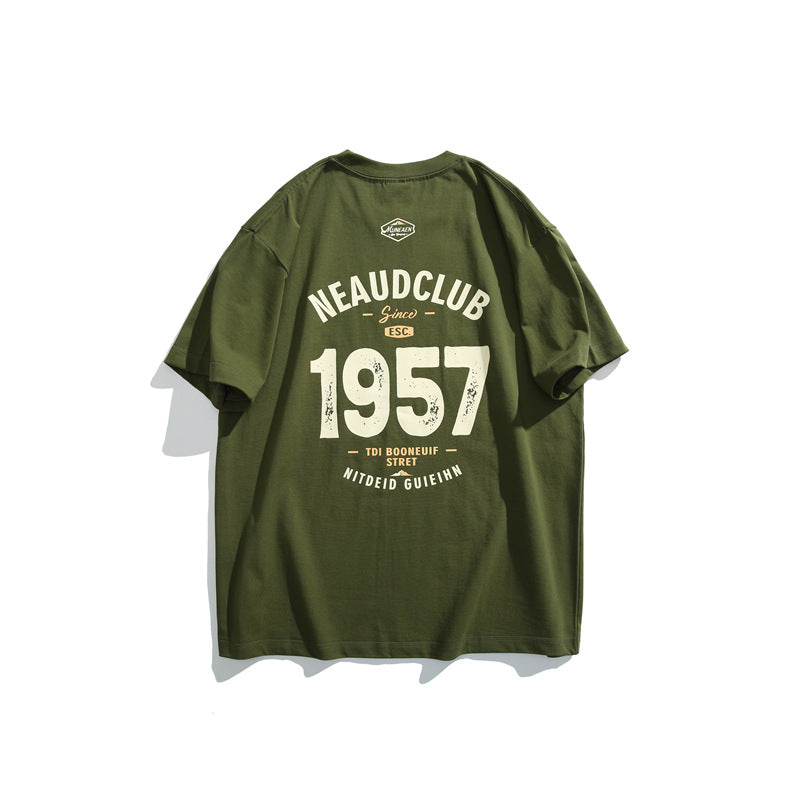 Loose Casual T-Shirt with Printed Short Sleeves