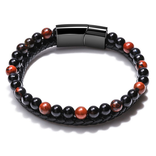 Volcanic Tiger Eye Beaded Bracelet - Harajuku Style