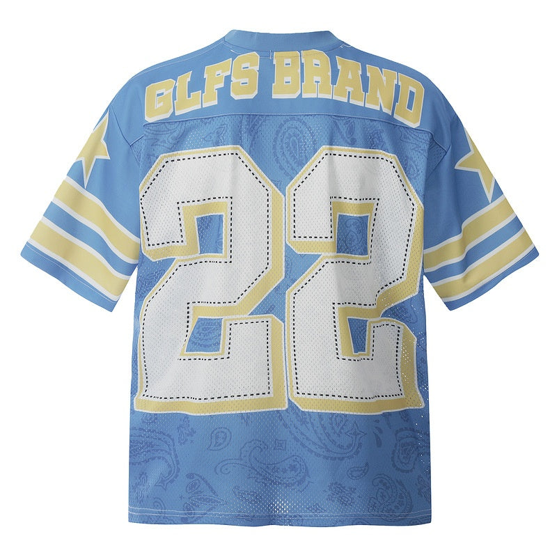 Football Street Retro V-Neck Jersey Men Loose Mesh Short Sleeve T-Shirt