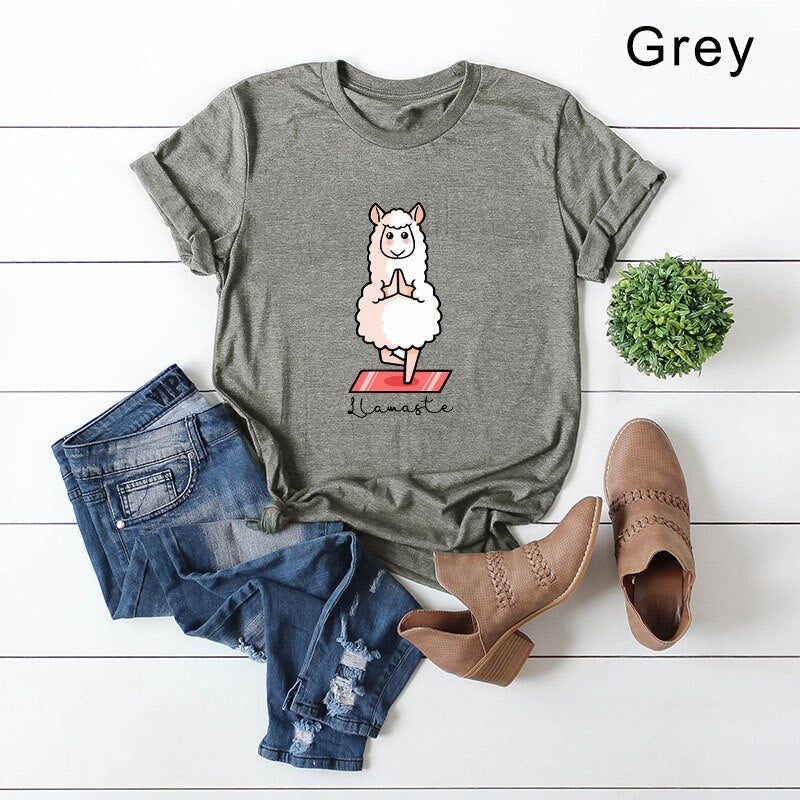 Summer Cotton T-Shirt for Women Plus Size 5XL White Cute Cartoon Sheep Graphic Tee