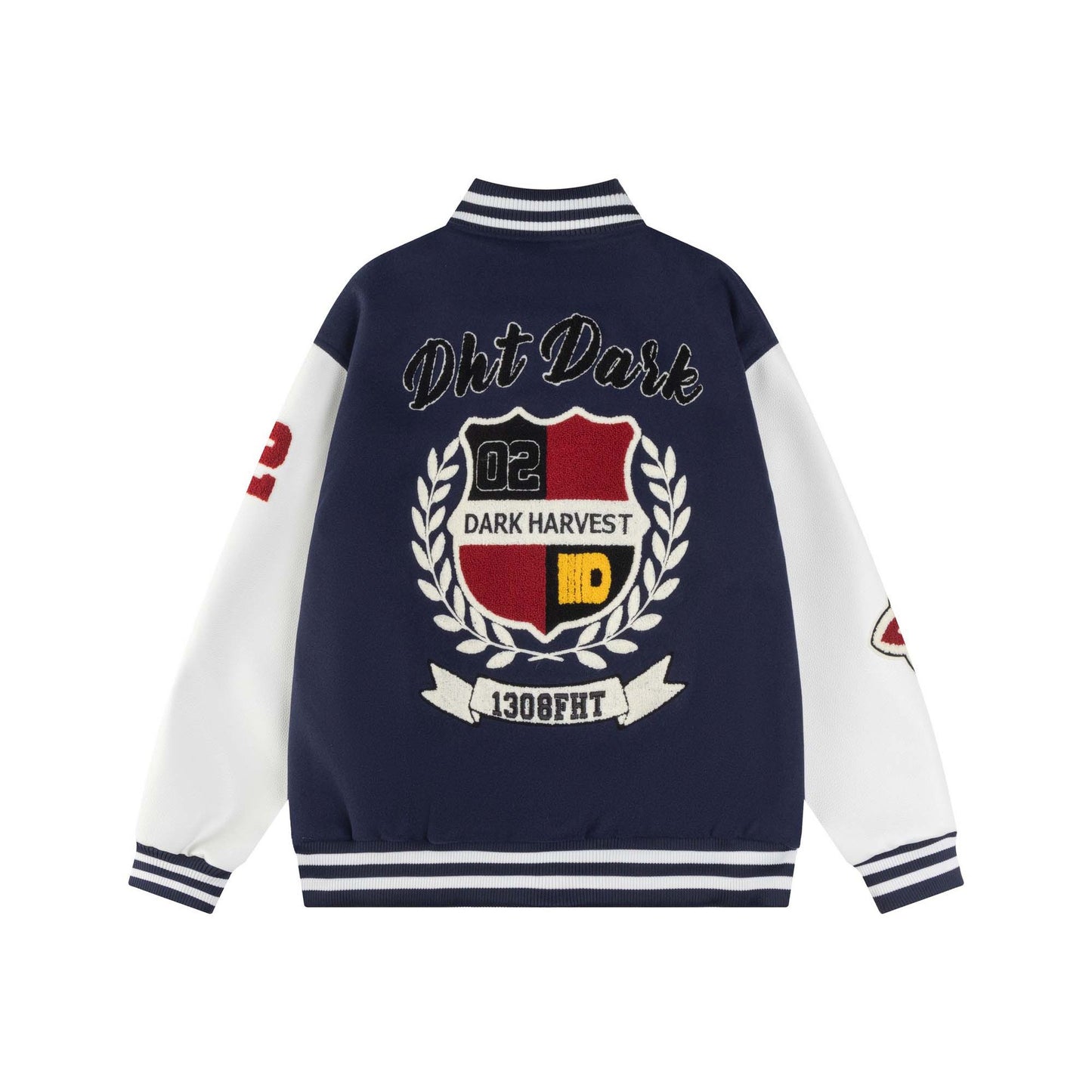Playful Patchwork PU Leather Bomber Jacket