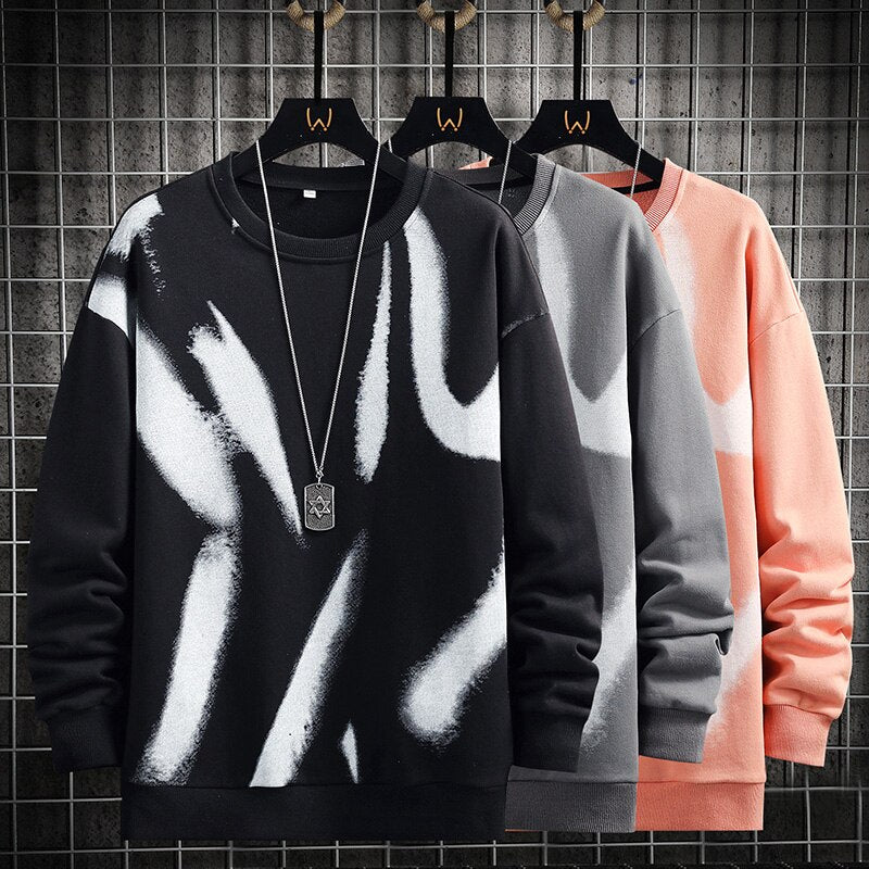 Harajuku Street Style Print Sweatshirt for Men