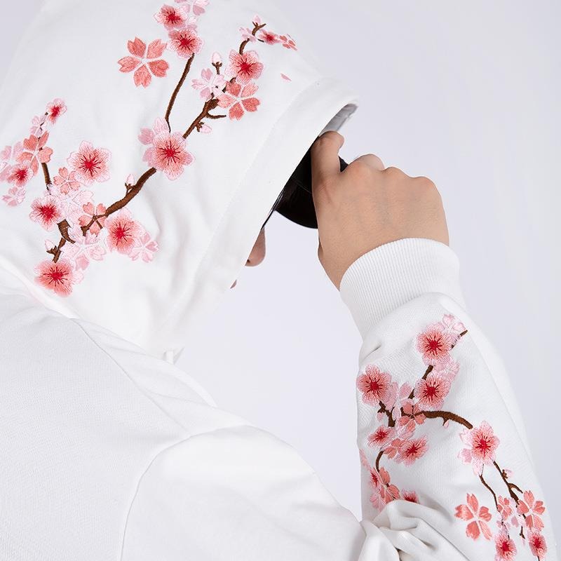 Harajuku Style Plum Blossom Stamping Hoodie