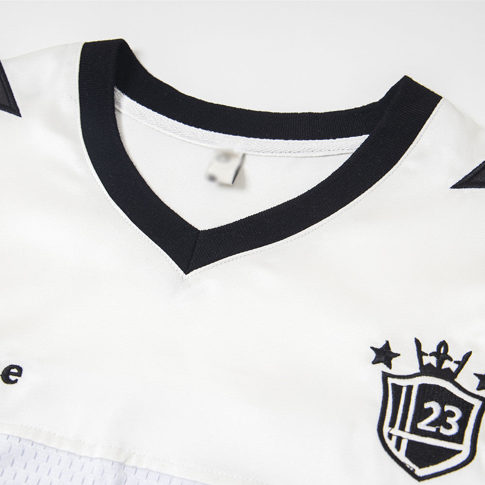 Men's Harajuku Style Short Sleeve Sports Jersey with Heavy Embroidery