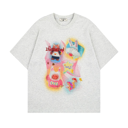 Cartoon Print Loose Fit Short Sleeve T-Shirt