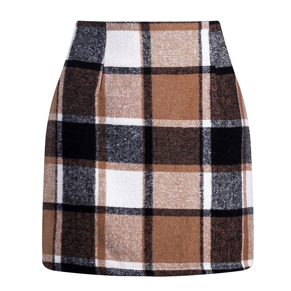 Women's High Waisted Plaid Pencil Skirt - Harajuku Style