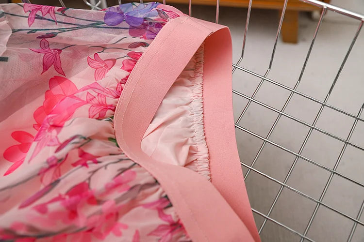 Playful Floral A-Line Skirt with Lace for Women