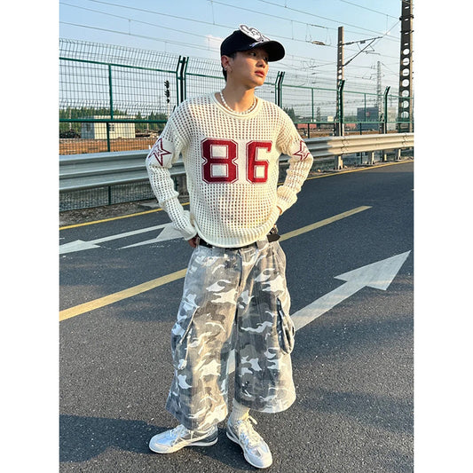 Digital Jacquard Long Sleeved Loose Top