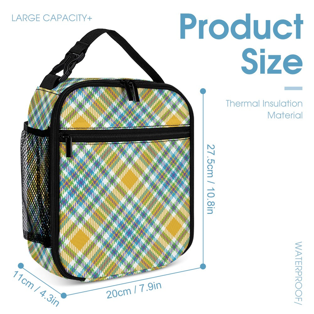 Yellow Plaid Three-Piece Backpack Bag Set
