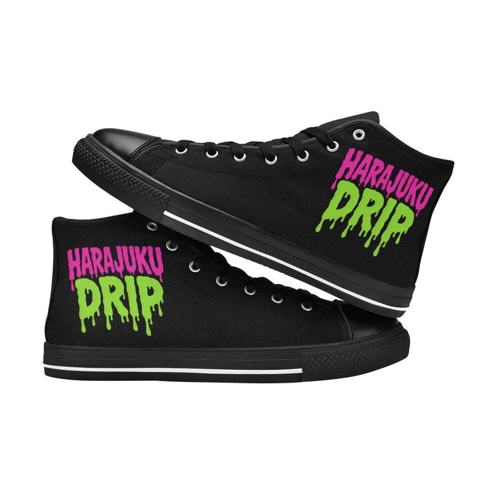 Harajuku Drip Neon Logo High Top Canvas Women's Shoes