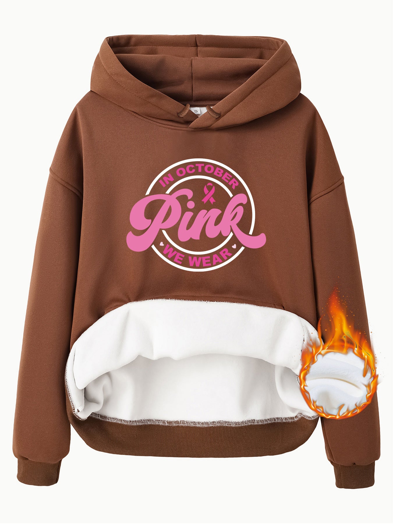 Breast Cancer Awareness Velvet Hooded Sweatshirt