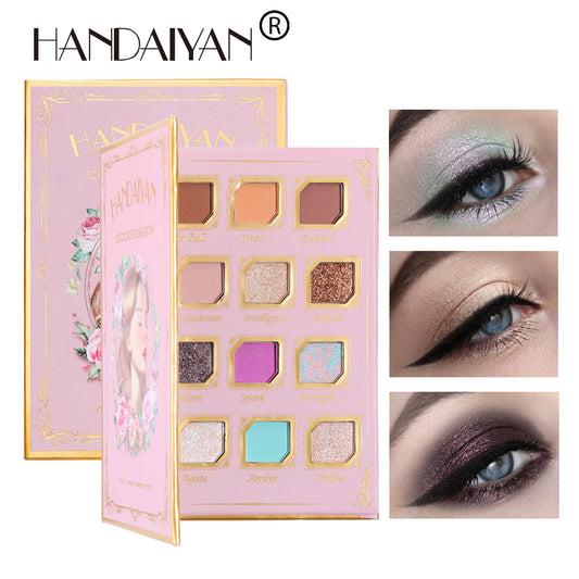 12 Color Harajuku Style Eye Shadow Palette with Mirror