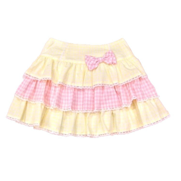 Solid Color Plaid Bowknot Short Skirt