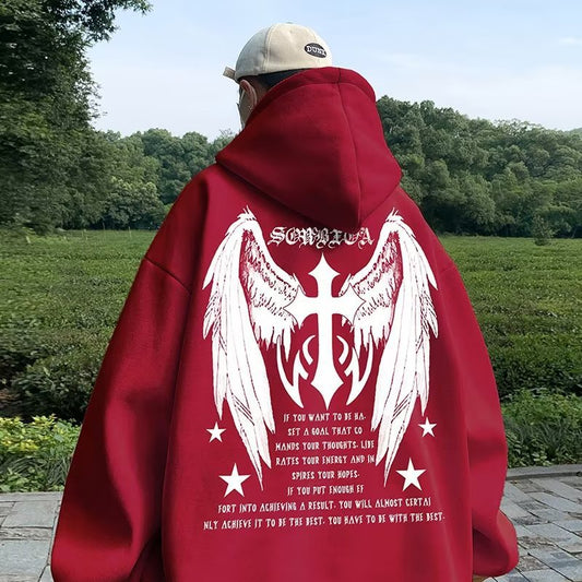 Men's Harajuku Cross Wings Casual Hoodie Jacket
