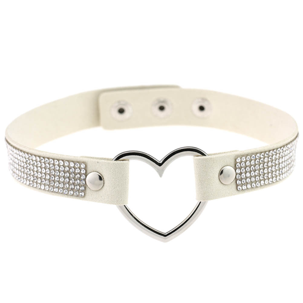 Harajuku Soft Girl Rhinestone Heart Collar Necklace