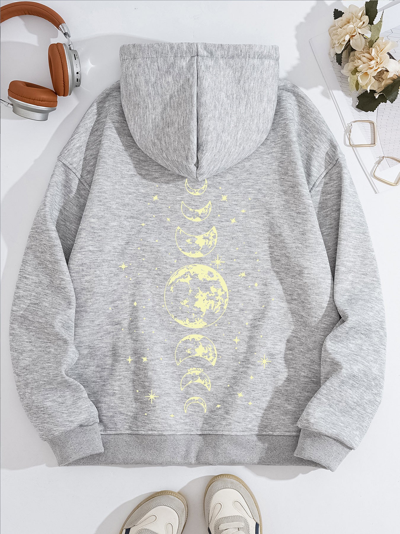 Half Moon and Full Moon Pattern Hoodie