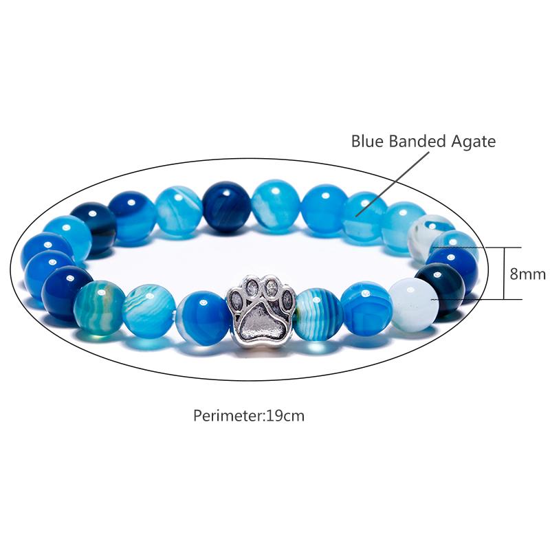 Dog Paw Natural Stone Bead Yoga Bracelet