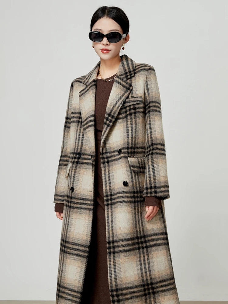 Harajuku Vintage Plaid Woolen Coat for Women